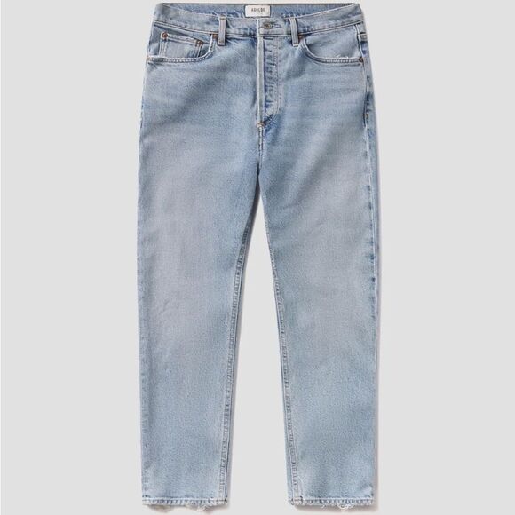 AGOLDE Riley High Rise Straight Leg Crop Jeans Button Fly Light Wash Size 25 - Picture 4 of 7